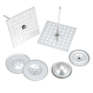 QWORK Perforated Insulation Pins 2-1/2 inch, 7/8 Inch Aluminum Insulation Hangers Cap,1.5 Inch Self Locking Washers, for Foam Wall Board, 50 Sets / 150 Pcs