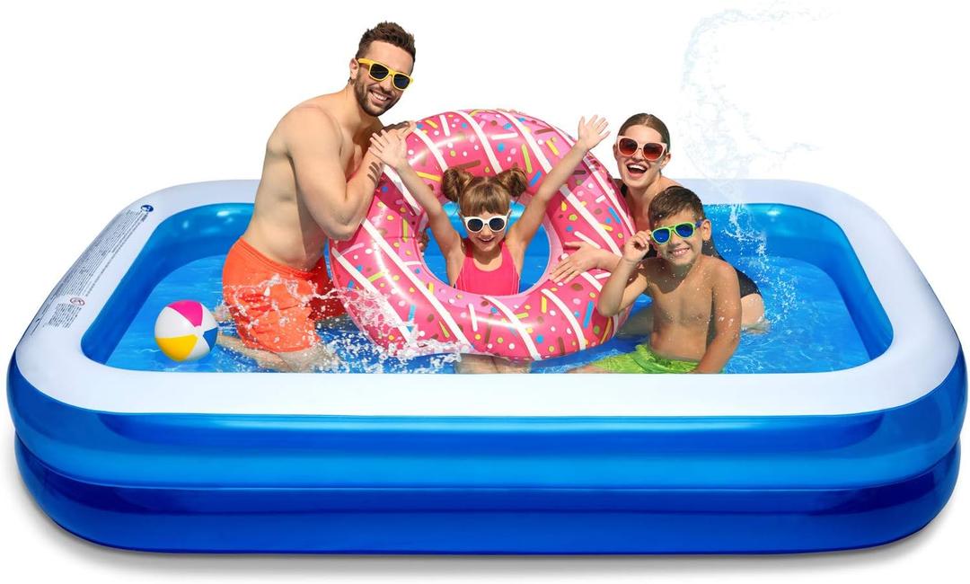 Inflatable Swimming Pool 103" X69" X20" Full-Sized Lounge Pool for Kiddie, Adults, Easy Set Family for Backyard Summer Water Party Outdoor Kiddie Pools