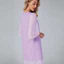 LookbookStore 3/4 Sleeve Dress for Women Shift Cute Summer Tunic Floral Lace Dresses (Purple, S)