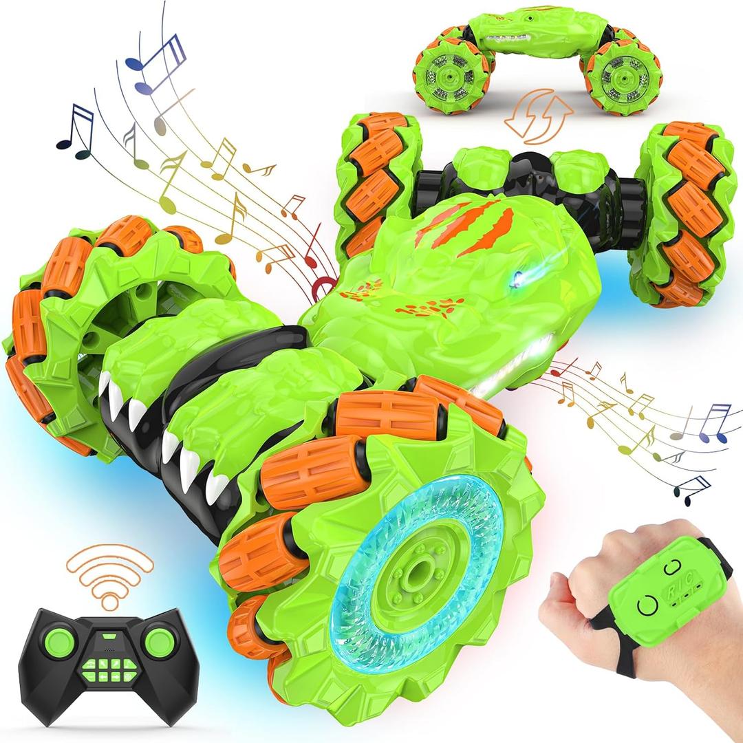 Hand Gesture Sensing RC Stunt Car Toys for 6-12 yr Boys&Girls - Easter Christmas Birthday Gifts, 2.4Ghz Remote Control Twist Car Toys Gifts for Kids 6 7 8 9 10 11 12 Year Old (Bright Green)
