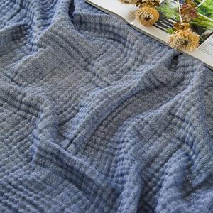 EMME Cotton Muslin King Blanket Bed Layering Bedspread Coverlet Breathable Gauze Soft Lightweight (Heather Navy, 108"x90")