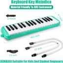 Eavnbaek 32 Keys Melodica Instrument, Soprano Melodica Air Piano Keyboard Pianica with 2 Soft Long Tubes, 2 Short Mouthpieces and Carrying Bag (Green)