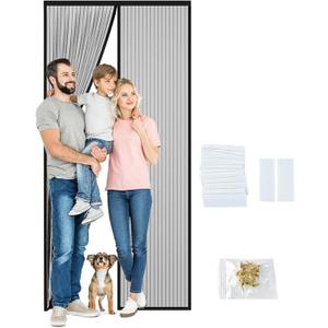 Magnetic Screen Door, Fit Door Size 32" x 80", Self Sealing Magnets,35.4 x 82.7In Screen Door,Keep Bugs Out,for Sliding Door, Front Doors(Black, 32 x 80 inches)