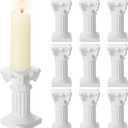 Reallnaive 10 Pcs Roman Pillar Candle Holders Mini Greek Columns Roman Pillar Candle Stands Resin Candlestick Rack Miniature Figurine Base Stigma Decoration for Wedding Christmas Table Decor