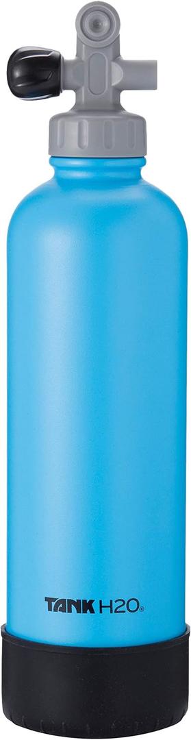 Scuba Tank Vacuum Insulated Water Bottle: Great Gift and Accessory for Scuba Divers | Holds 700mL | Food-Grade Stainless Steel Bottle, BPA-Free Cap, Silicone Boot (Blue)