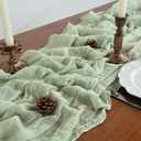 2 Pack Sage Green Cheesecloth Table Runner Fall Thanksgiving 120 Inch Rustic Boho Cheese Cloth 10FT Farmhouse Gauze Table Runner for Wedding Decor Baby Shower Holiday Party Home Decorations