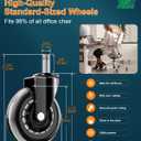 RidRed Office Chair Wheels - Replacement Rubber Wheels - Universal Fit 3 Inch Casters, Heavy-Duty Chair Casters, Noise Free, Fits 98% Chair, for All Floor (5)
