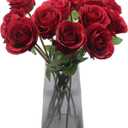 Hananona Artificial Roses Flowers for Flower Arrangement, 12 Pcs Silk Red Rose Bouquet for Home Decoration, Faux Roses for Parties and Wedding Decoration (Red, 12)