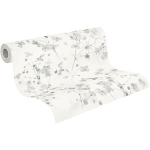 A.S. Cration Wallpaper Floral Design - White, Gray - Flower Wallpaper 395.99in x 20.87in Made in Germany - 387263
