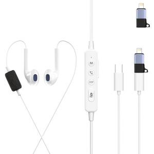Sound Card Karaoke Headset with in-Ear Monitoring, Voice Changer, Reverberation, Built-in Sound Card, Karaoke Microphone, Portable Karaoke Headphones, Type C HiFi Wired Earbuds for Musician
