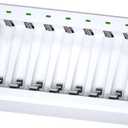 Granicell 8 Bay AA and AAA Battery Charger, Independent Slot,USB High-Speed Charging, for Ni-MH/Ni-CD Rechargeable Batteries, Adapter-Free