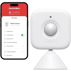 Smart Motion Door Sensor - Wireless PIR Motion Detector for Home Security, Compatible with Alexa, Google Assistant & Apple Home via SwitchBot Hub, Easy Installation, Real-Time Alerts (2025-White)