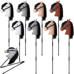 Hushee 8pcs Western Cowboy Plush Stick Horse Fun Cowgirl Horse Head Pony Stick for Cowboy Cowgirl Racehorse Christmas Birthday Party Decoration