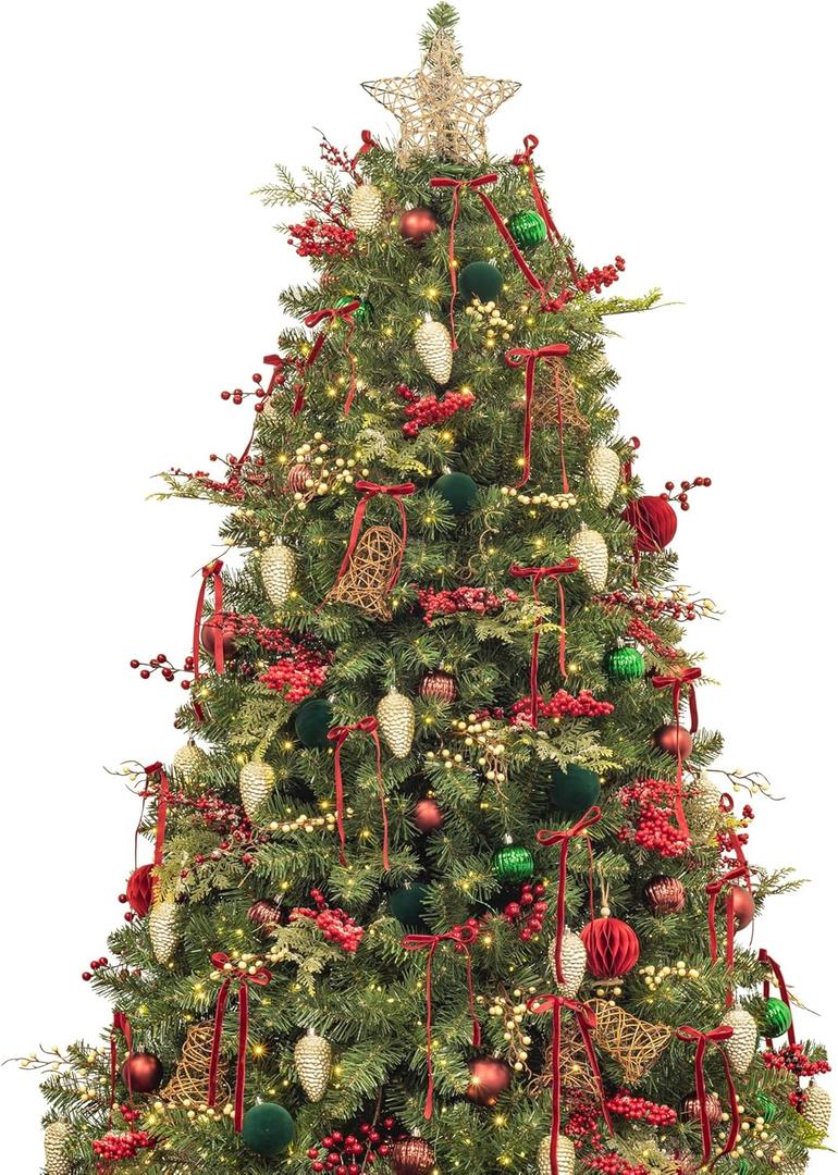KI Store 7ft Christmas Tree with Decorations and Lights Classic All-in-ONE Completed Christmas Tree Set Including 7ft Artificial Xmas Tree, Ornaments, USB LED String Lights with Remote and Timer KI Store 7ft Christmas Tree with Decorations and Lights Classic All-in-ONE Completed Christmas Tree Set Including 7ft Artificial Xmas Tree, Ornaments, USB LED String Lights with Remote and Timer
