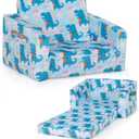 Kids Sofa, 2-in-1 Convertible Sofa to Lounger for Children with Side Storage Pocket, Flip Open Couch with Cut Patterns, Lightweight Toddler Furniture for Boys Girls (Dinosaur)