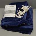 Homemate Heated Blanket Electric Throw - 50"x60" Heating Blanket Throw 1/2/4/6/8 Hours Auto-Off 10 Heat Level Over-Heat Protection Flannel Sherpa ETL Certification (02 - Navy Blue)