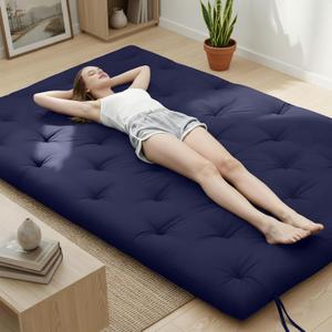 Syrinx Water Resistant Japanese Futon Mattress, Queen Size 80"x60", 2.5 Inch Thick Japanese Floor Mattress Tatami Mat, Foldable Floor Bed Sleeping Pad for Dormitory Guest Room Camping