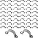 50Pcs 1 Inch PVC Pipe Straps, 2 Holes Plastic Conduit Strap Pipe Clamps Supports, Conduit Clamp Pipe Mounting Bracket Clips for PVC Pipes Conduit Cables Hose (1 Inch)