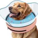 Supet Raised Inflatable Dog Cone Collar to Stop Licking, Soft Dog Cone Alternative After Surgery, Doggie Neck Donut Collar for Small Medium Large Dogs (XL(Neck 14"-18"), Donut Light Blue)