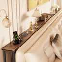 Huuger 126 Inch Sofa Table with Power Outlets, Skinny Behind Couch Table