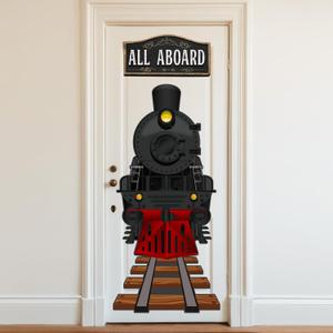 Wonderjune Train Classroom Door Decorating Kit 39 x 18 Inches Retro Train Bulletin Board Corner Decorations Paper Cutouts for Classroom Transportation Party Wall Door Home Decor