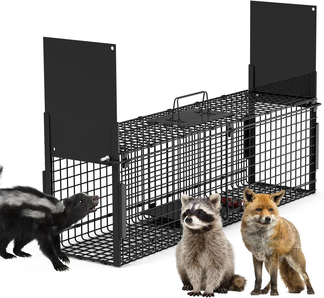 40in 2 Door Humane Live Animal Cage Trap Big Animals Trap Cage
