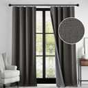 RYB HOME 100% Blackout Linen Textured Curtains 108 inches Long, Thermal Insulating Privacy Energy Saving for Bedroom Living Room Window Office Theater Baby Nursery, W 52 x L 108 in, Grey, 2 Panels