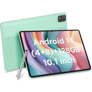 CWOWDEFU Android Tablet, 10 Inch Tablet with 128 GB ROM(up to 1 TB), Features 6000mAh Battery, 5G WiFi 6, Bluetooth 5.0, 8MP/5MP Dual Cam, Best Gift for Your Family, Child, Kids (Green)