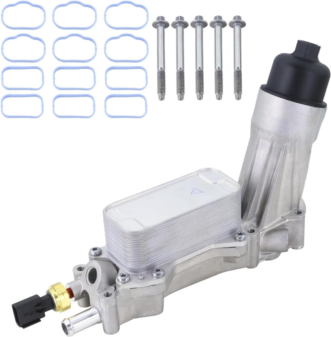 68308741AF Aluminum Engine Oil Cooler & Oil Filter Housing Adapter Assembly Compatible with 2021-2024 Jeep Wrangler Grand Cherokee Dodge Challenger Charger Ram 1500 Chrysler 300