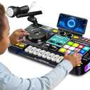 Kids DJ Mixer Controller Table Musical Toy Electronic Toy with LED Lights Sound Effect Microphone Piano DJ Board Key Musical Instruments Birthday Gift Toys for 3 4 5 6 7 Year Old Boy Girl