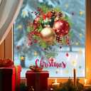 Christmas Window Clings 1 Sheet Merry Christmas Window Stickers with Ornament Mistletoe Pine Cone Designs Xmas Bouquet Windows Decals for Glass Winter Holiday Decor Party Supplies