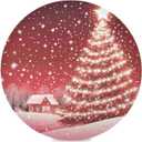 Kcldeci Merry Christmas Round Placemats Set of 6 Place Mats,Shining Sparkling Xmas Tree Snow Placemat Heat-Resistant Non-Slip Washable Table Mats for Kitchen Dining Table 15 Inch