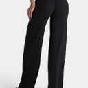 Sunzel Women's Butt Lifting Wide Leg Yoga Pants High Waist Tummy Control No Front Seam Straight Leg Workout Gym Bottoms (Black, L)