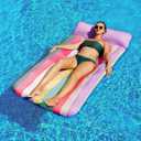 PARENTSWELL Oversized Float 72" x 38", X-Large Fabric-Covered Lounge Chair with Headrest, Inflatable Pool Lounger, Floaties, Party Decorations for Adults