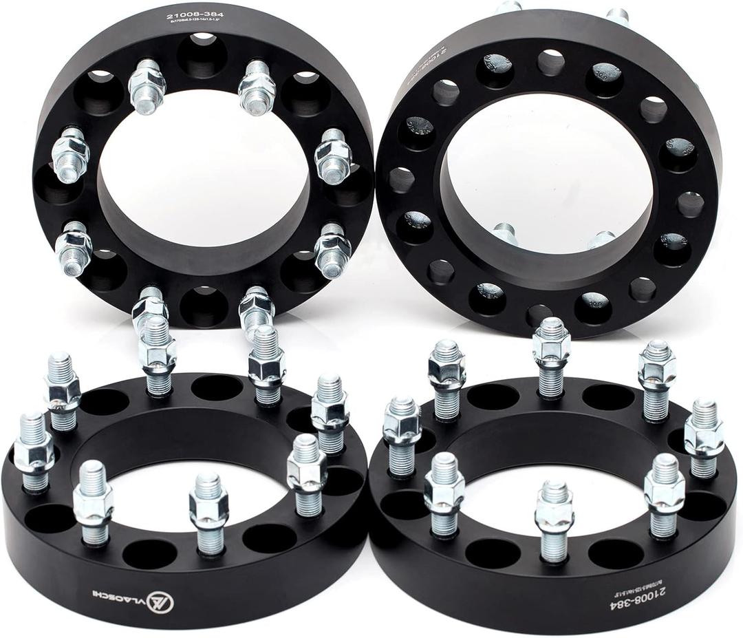 VLAOSCHI Black Forged 8x180 to 8x6.5 Wheel Adapters 1.5 Inch with 14x1.5 Studs Compatible with Chevy GMC 8 Lug for 2011-2025 Silverado Sierra 2500 3500 HD(Adapt 8x165.1 Rim on 8x180 truck) - Pack of 4