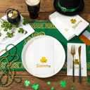 Funrous 100 Pcs St. Patrick's Day Guest Napkins Foil Gold Slainte Shamrock Paper Napkin White Irish Disposable Hand Towel for St Patrick Irish Party Dinner Bathroom Decoration Supplies (100, Slainte)