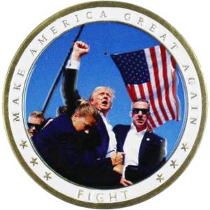 Trump Challenge Coins 2024 Trump CollectiblesTrump Fighting for America Gold CoinTrump CoinTrump Merchandise (White)