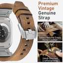 Rugged Genuine Leather Band for Apple Watch Ultra 2/1 Band for Men 49mm 46mm 45mm 44mm 42mm,Comfortable Replacement iWatch Bands with Metal Stainless Steel Connector for Series 10 9 8 7 SE 6 5 4 3 2 1 SE (brown)