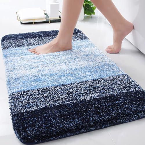 Arotive Microfiber Bathroom Rugs, Shaggy Soft and Absorbent Bath Rug, Non-Slip, Thick Plush Machine Washable Dry Bath Mats for Bathroom, Tub and Shower, 30x20, Blue