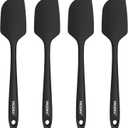 4 Pcs Silicone Spatula Set, 11.4 In, 600F Heat Resistant Rubber Spatulas for Baking, Cooking & Mixing, Flexible and Non-Stick Kitchen Utensils, Seamless & Dishwasher Safe (Black)