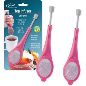 Jokari Loose Leaf Tea Infuser 2 Pack  Stainless Steel Mesh Reusable Tea Steeper with Easy Grip Handle  BPA-Free, Dishwasher Safe, for Custom Brewing  Pink
