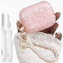 for Airpods Pro 3 Case 2025,Cute Funny Glitter Shell Pattern Soft TPU Cover Compatible with Airpods Pro 3rd Generation Case with Luxury Pearl Keychain and Cleaning Kit for Women Girl-Pink