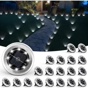 SOLPEX Mini Solar Ground Lights, 20 Pack Solar Lights Outdoor Waterproof, Pathway Lights Solar Powered, Solar Garden Lights, Landscape Lighting for Yard Driveway Walkway (Cool White)