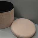 B FSOBEIIALEO Storage Ottoman Cube, Round Ottomans with Storage Foot Stool Footrest for Lving Room, Boucle Ottoman Seat for Dorm Room,Faux Teddy Fur, Pink 15"x15"x13.19"