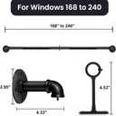 1 Inch Heavy Duty Blackout Curtain Rods for Windows, Industrial Pipe Wrap Around Room Divider Decorative Curtain Rods Wall Mount & Ceiling Mount, Black, 168-240 Inch