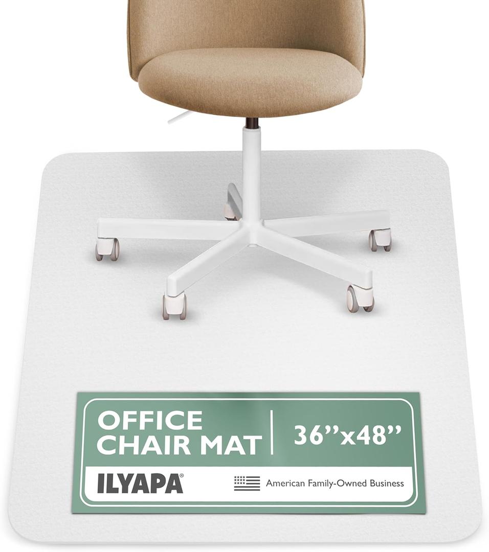 Ilyapa Office Chair Mat for Hard Floors 36"x 48"Heavy Duty Clear, PVC Plastic Chair Mat, Protection for Hardwood and Tile Floors