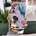 LEECG for Samsung Galaxy S20 Ultra Case, Flower Pattern Soft Silicone Microfiber Lining Side Creative Design for Samsung S20 Ultra Phone Cover, Astronaut Purple