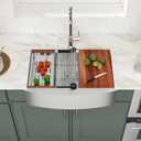 Logmey 30 In Farmhouse Sink, 30x21 Stainless Steel Flat Apron Front Kitchen Sink Workstation, Undermount 16 Gauge Single Bowl Farm Sinks for Kitchen