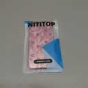 NITITOP Compatible for iPhone 12 Pro Max Case Cute Flower Floral Leave for Women Girl Glitter Shiny Feather Yarn Style Aesthetic Shockproof Hard Protective Phone Cover - Pink