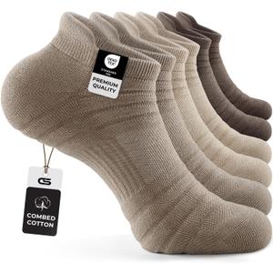 CS CELERSPORT 6 Pack Athletic Running Ankle Socks, Cotton Low Cut Cushioned Anti-Blister Tab Sports Socks Men Women, L
